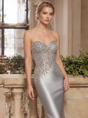 Silver Mermaid Sweetheart Satin Sequins Long Formal Dresses