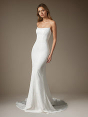 White Mermaid Off The Shoulder Floral Jacquard Wedding Dress