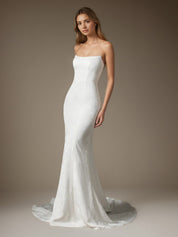 White Mermaid Off The Shoulder Floral Jacquard Wedding Dress