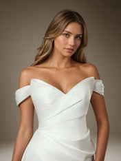 White Mermaid Strapless Double Faced Satin Wedding Dress