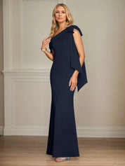 Trumpet/Mermaid One Shoulder Sleeveless Stretch Crepe Mother of the Bride Dress With Bow
