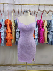 Lace Bodycon Homecoming Dress with Side Slit