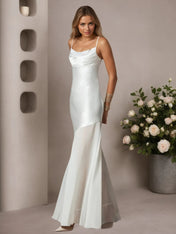 White Mermaid Satin Wedding Dress