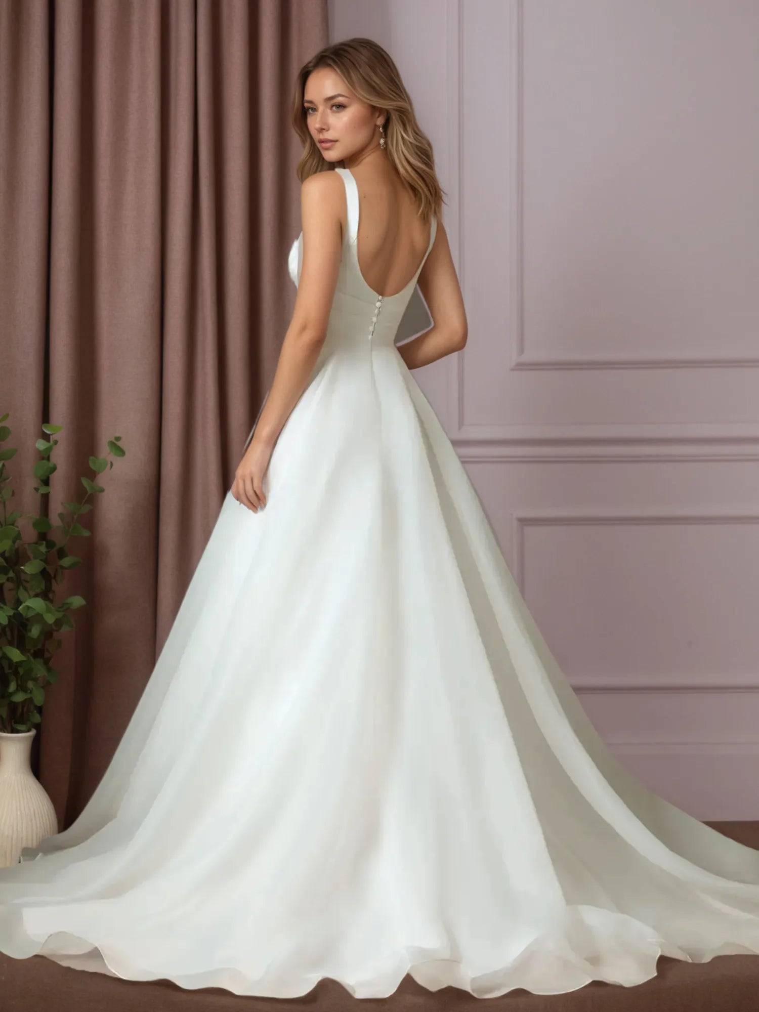 White A-Line Sweetheart Neckline Stretch Satin Wedding Dress