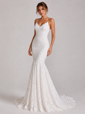 Elegant V-Neck Lace Mermaid Wedding Dress with Chapel Train