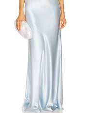 Party Dress Sky Blue Halter Neck Off Shoulder Maxi Dress
