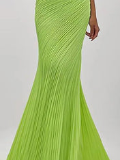 Prom Party Green Mermaid Dress Off Shoulder Pleated Long Prom Dress