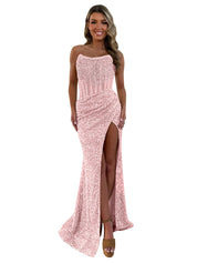 Gorgeous Sparkly Strapless Long Mermaid Prom Dress with Slit