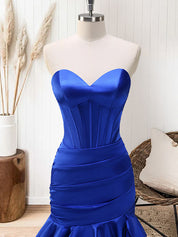 Green Mermaid Strapless Corset Tiered Long Prom Dress
