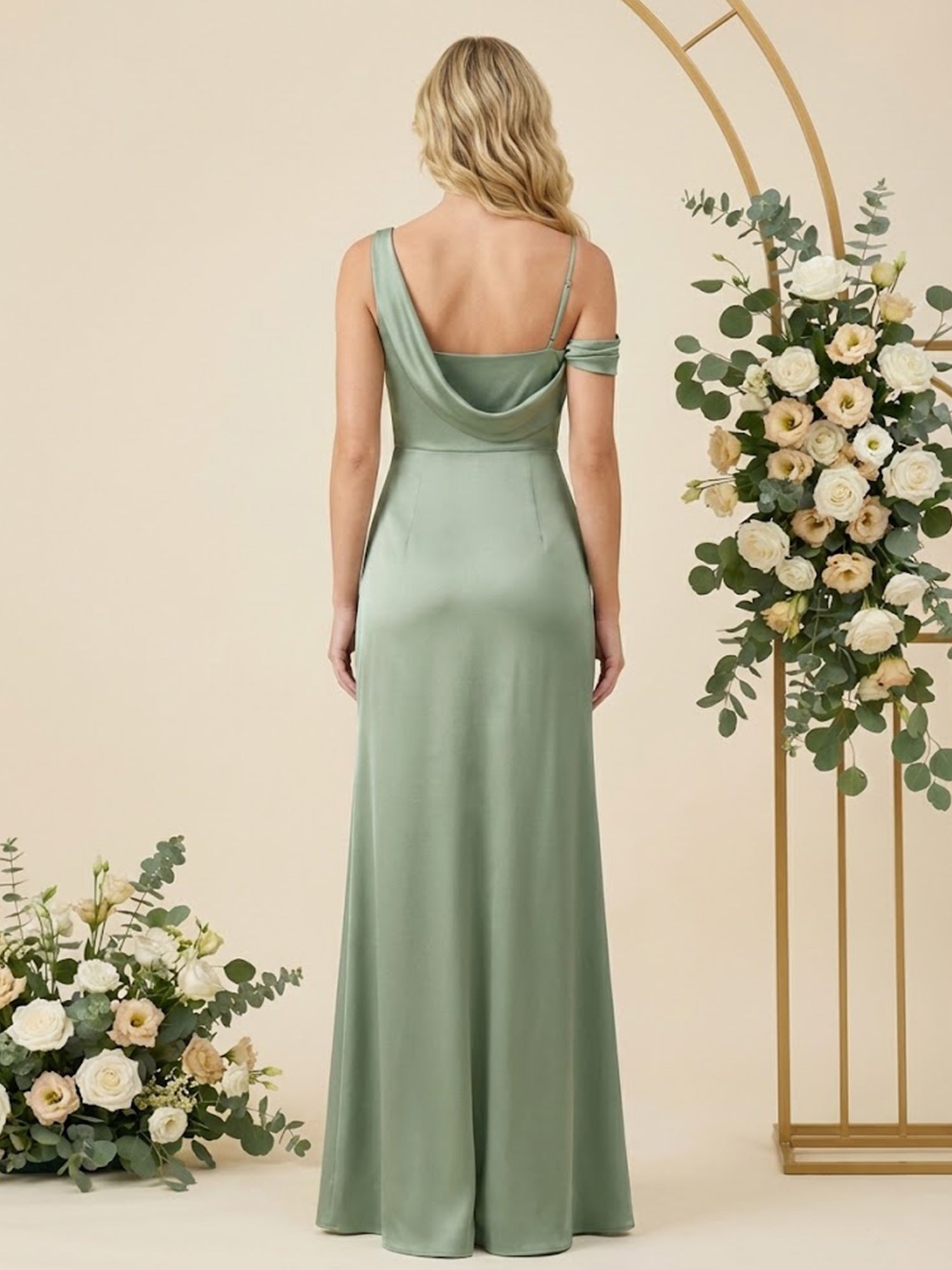 One Shoulder Satin Mermaid Long Bridesmaid Dresses for Women
