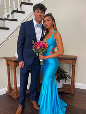 Yellow Mermaid Unique Open Back Long Prom Dress