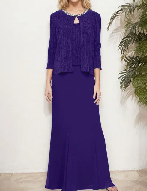 Robe deux pièces métallisée avec veste