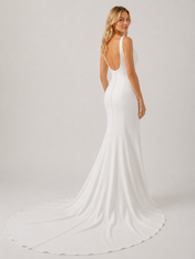 Elegant Square Neck Satin Mermaid Wedding Dress with Sweep Train