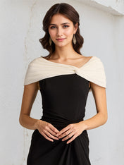 Black Sheath/Column Asymmetrical Neckline Sleeveless Chiffon Dress With High Slit