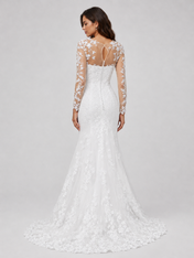 Elegant Illusion Long-Sleeve Lace Mermaid Wedding Dress with Keyhole Back and Sweep Train