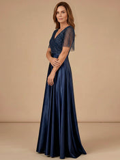 Tassel V Neck A Line Sparky Sequins Mother of the Brides Dresses for Women