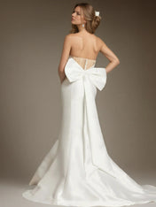 White Mermaid Strapless Bow Wedding Dress