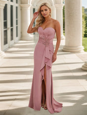 Chiffon Off The Shoulder Sleeveless Floor-Length Evening Dress