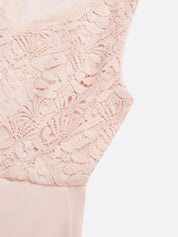 Women Pink Lace V Neck Sleeveless Ankle Length Dressy Jumpsuit
