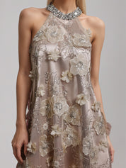Halter Flowers Diamond Mini Dress