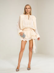 Balloon sleeve Ruffle mini dress