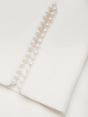 White Imitation Pearls Classic Crew Neck Half Sleeve Sheath Midi Dress