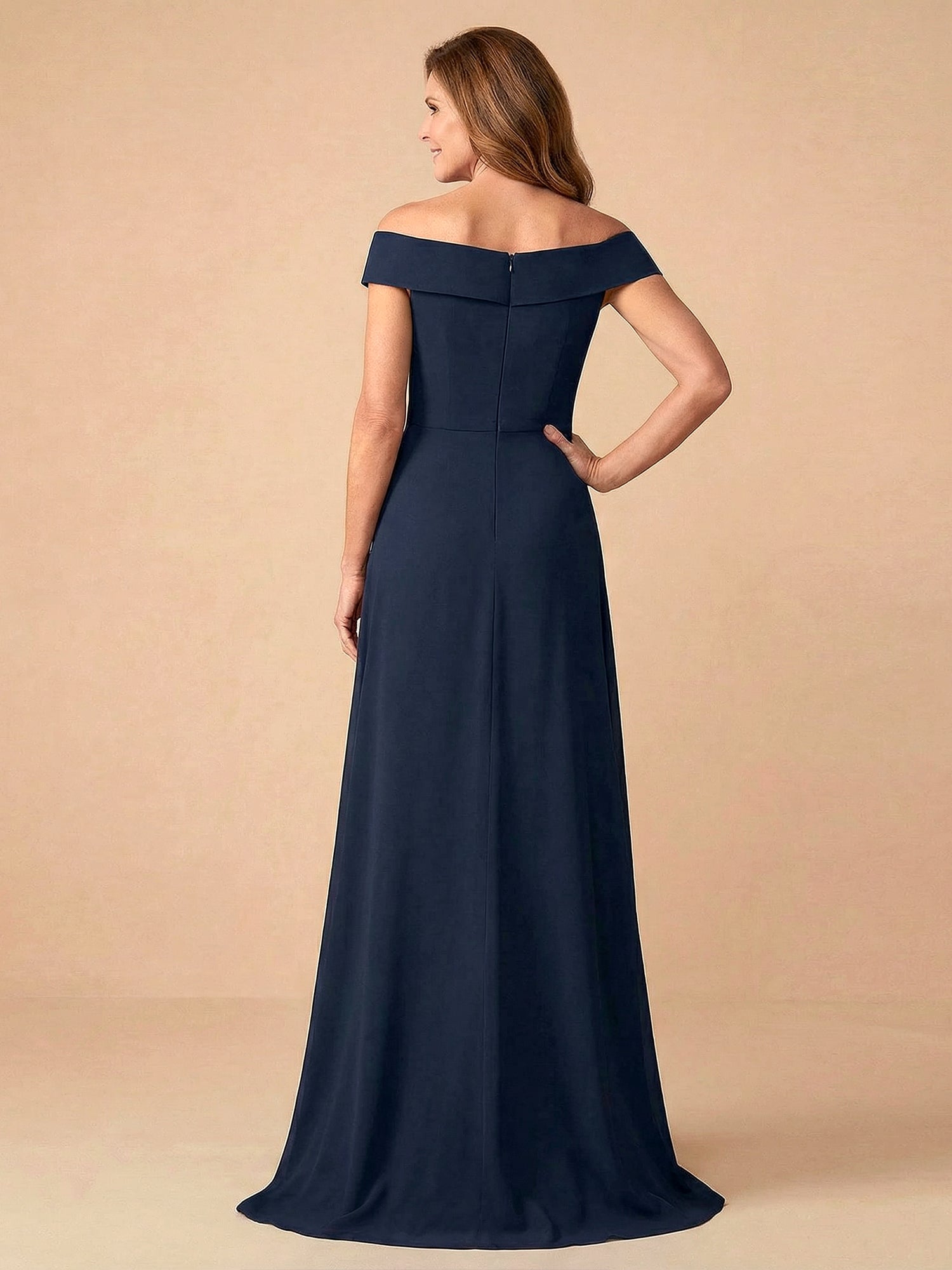 Off the Shoulder Strapless Satin Mother of the Bride Dress with Pleat