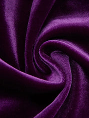 Purple Cross Velvet V Neck Long Sleeve Puff Sleeve Sheath Midi Dress