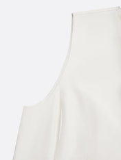 Apricot Lyocell Cotton Crew Neck Sleeveless A-Line Midi Dress