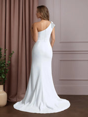 Mermaid One Shoulder Stretch Crepe Wedding Dress