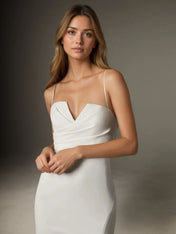 White Trumpet/Mermaid V-Neck Stretch Crepe Wedding Dress