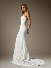 White Mermaid Off The Shoulder Floral Jacquard Wedding Dress