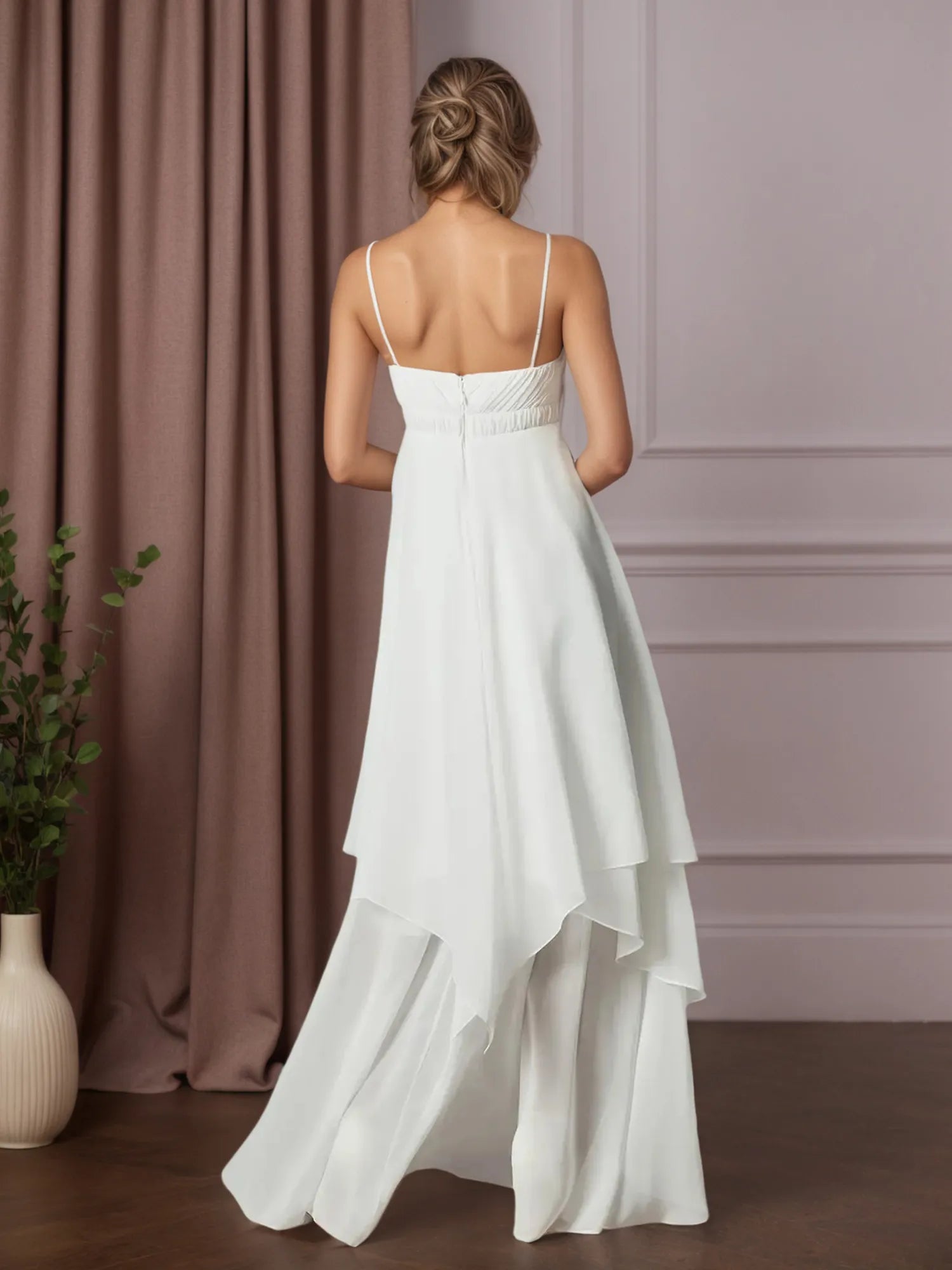 White A-Line Sweetheart Neckline Chiffon Wedding Dress