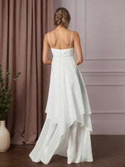 White A-Line Sweetheart Neckline Chiffon Wedding Dress