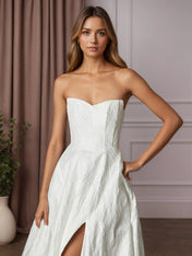 White Ball-Gown Sweetheart Neckline Floral Burnout Jacquard Wedding Dress