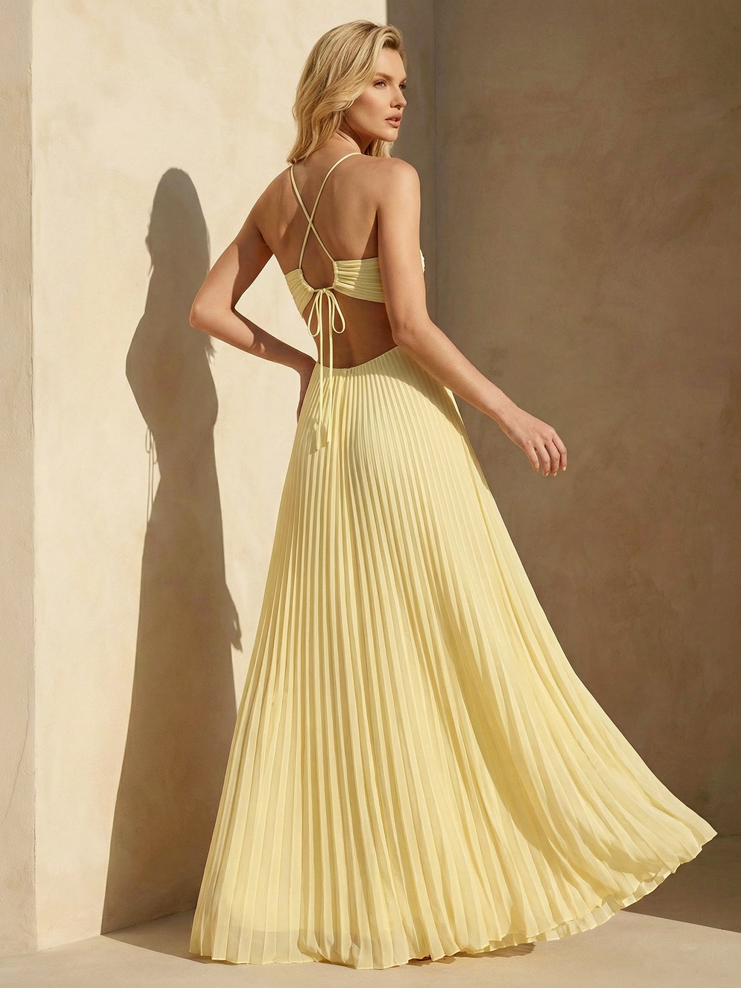 Halter Neck Strapless Maxi Dresses A Line Chiffon Formal Dress