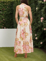 Multi Floral Print Broderie Maxi Dress