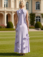 3D Floral High Neck Sleeveless Maxi Dress