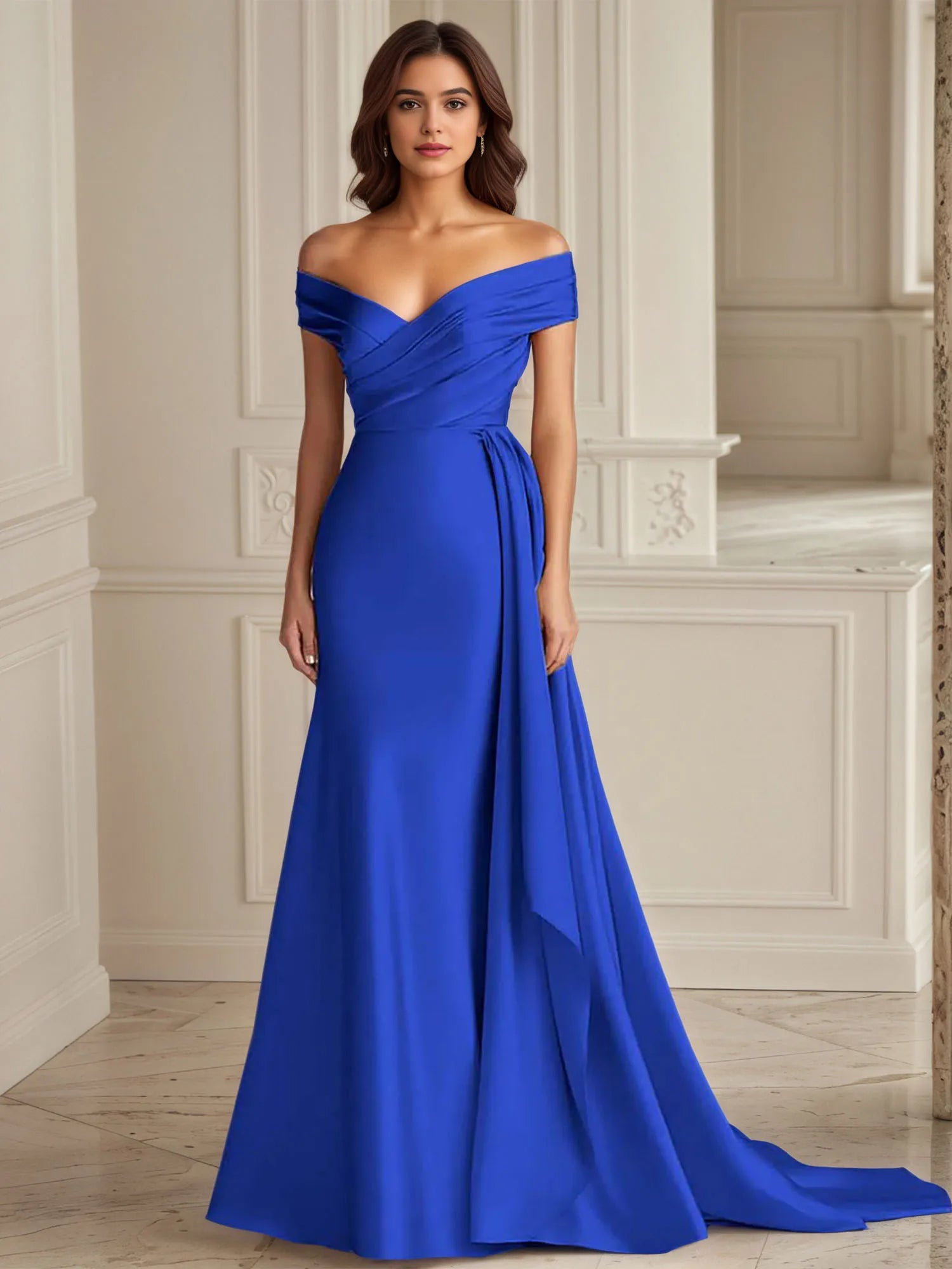 Trumpet/Mermaid Off The Shoulder Ruched Long Formal Dress