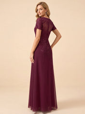 Elegant Short Sleeve Embroidery Mother of the Bride Dress
