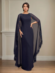 Sheath/Column Scoop Floor Length Chiffon Mother of the Bride Dress With Appliques Sequins