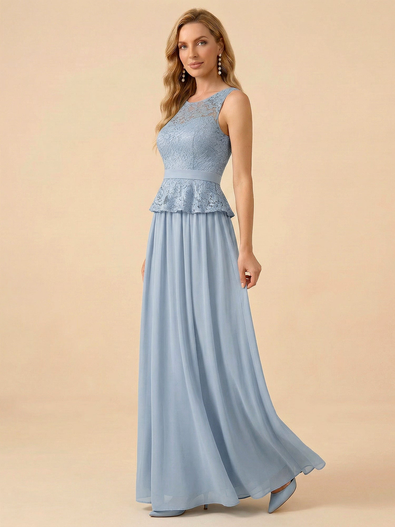 Lace Peplum Chiffon A-Line Mother of the Bride Dress with Matching Jacket