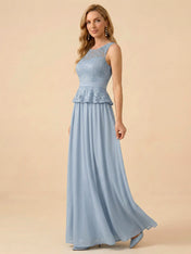 Lace Peplum Chiffon A-Line Mother of the Bride Dress with Matching Jacket