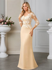 Sheath/Column Scoop Illusion Sweep Train Chiffon Evening Dress With Sequins