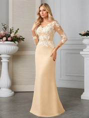 Sheath/Column Scoop Illusion Sweep Train Chiffon Evening Dress With Sequins