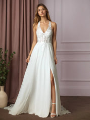 White A-Line Lace Wedding Dress