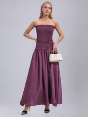 Norma Purple Ruched Off Shoulder Dress