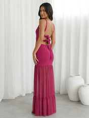 Dark Green Mermaid Boat Neck Maxi Dresses with Ruffle