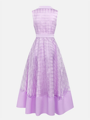 Lavender Purple Buckle Shirt Dress Shirt Collar Sleeveless A-Line Midi Dress