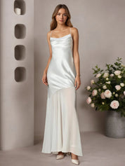 White Mermaid Satin Wedding Dress